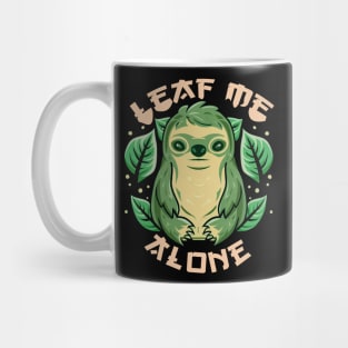 funny sarcastic cute design sloth leaf me alone Mug